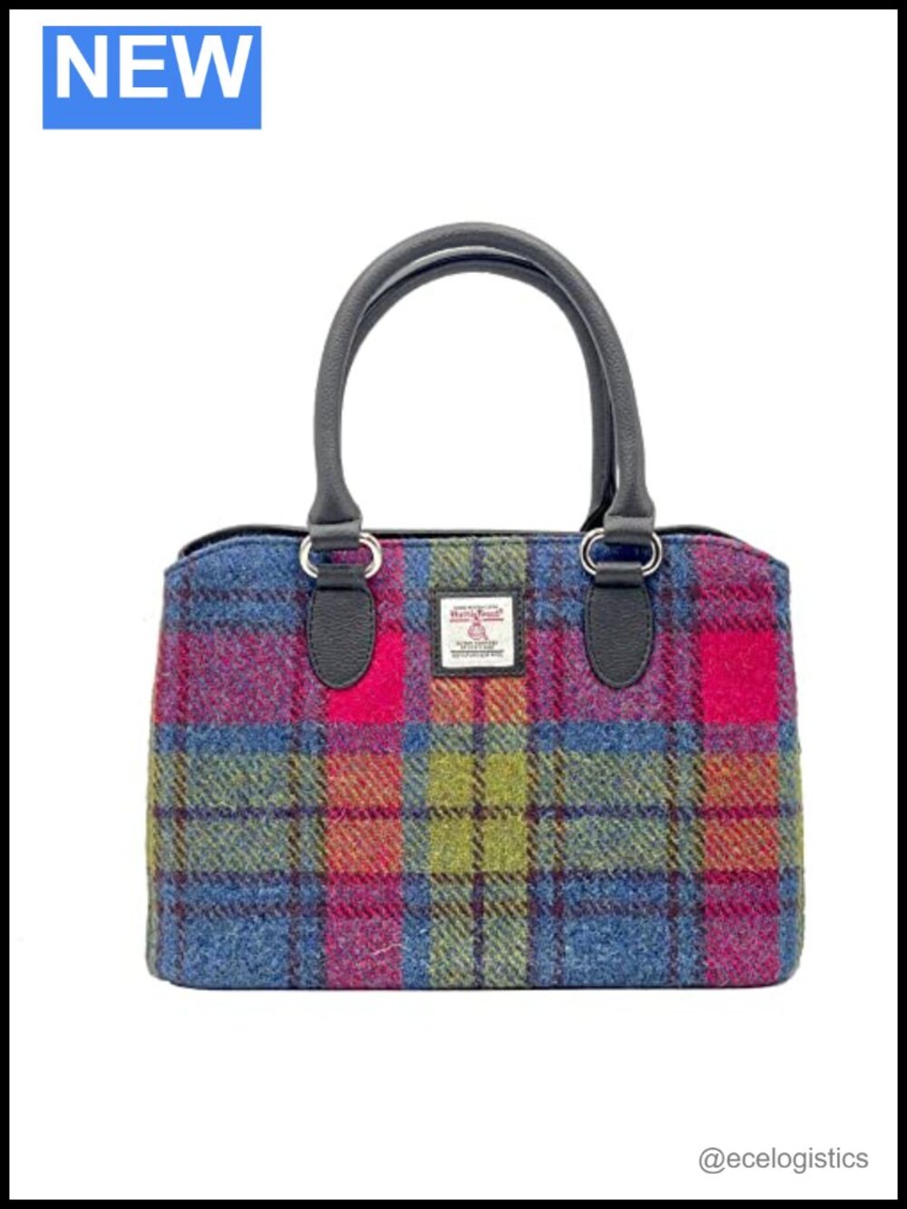 Top Handle Handbag Harris Tweed Vegan Leather